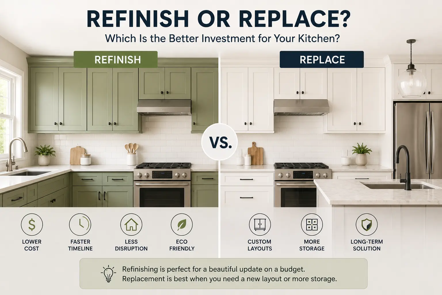 cabinet refinishing or replacement
